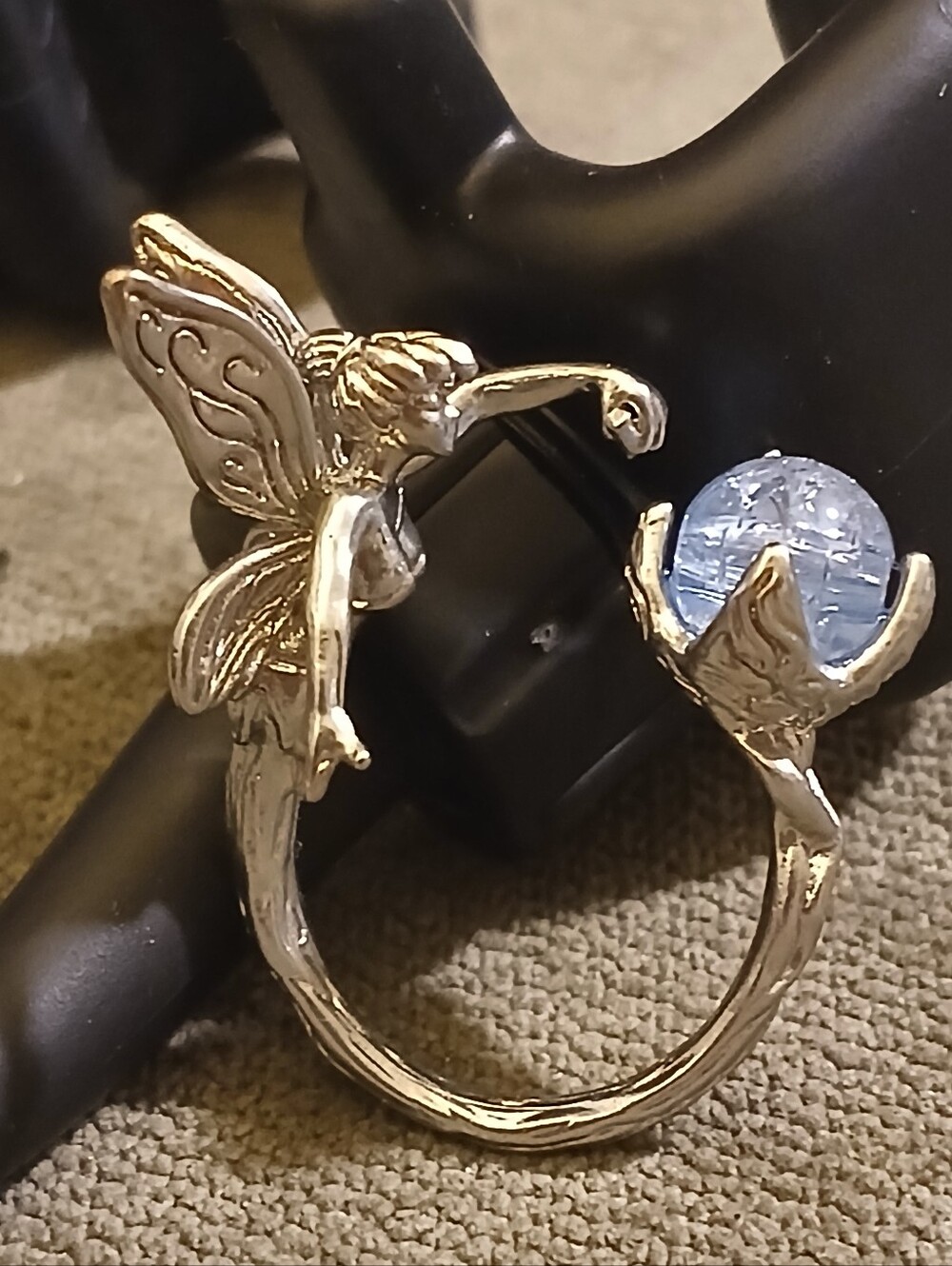 Silver Fairy Ring with Light Blue Crystal - Women Jewelry